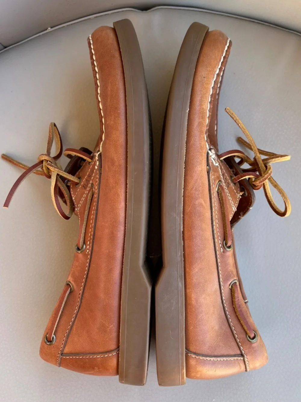 Bass Seafarer Brown Leather Boat Shoes Moc Toe Casual Loafers‎ 2-Eye Lace Up 9M